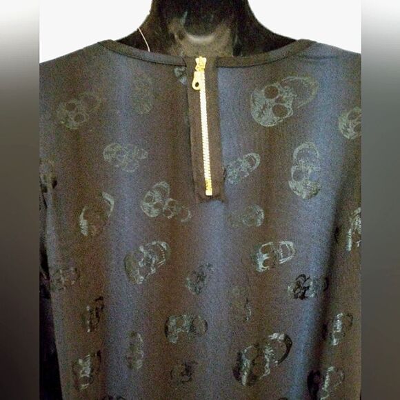 Skull Satin Mini Dress w/ Pockets Navy XS  Tunic - Picture 7 of 7